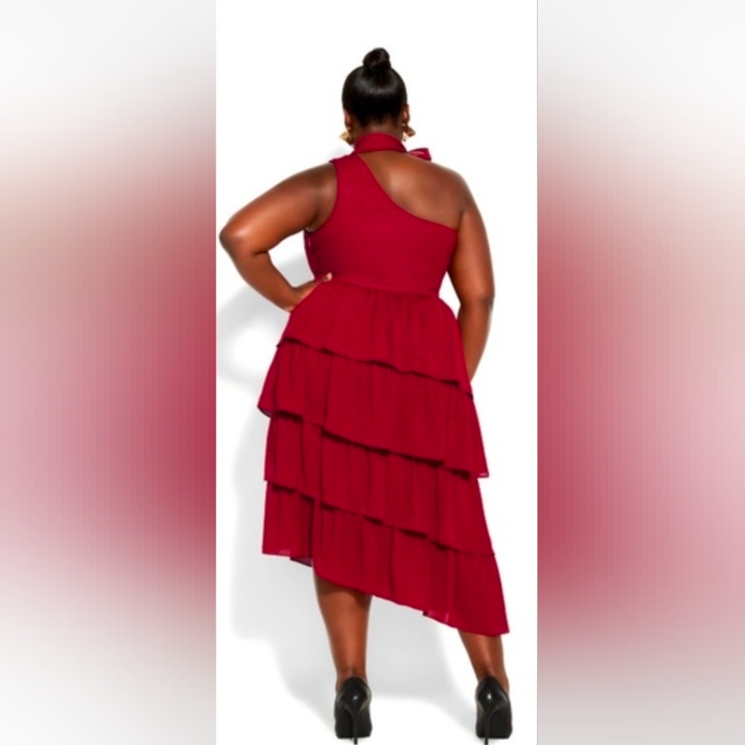 City Chic Nwt Size M/18 Plus-Size One-Shoulder Cocktail Dress ~ Plus Size